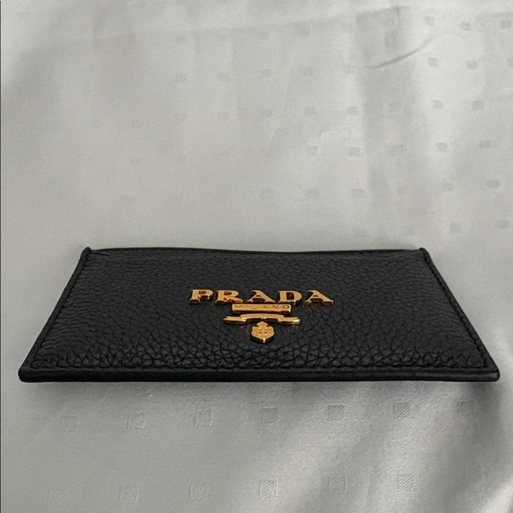 Prada Black Pebbled Leather Flat Card Holder - Brand New in Box - Picture 7 of 8